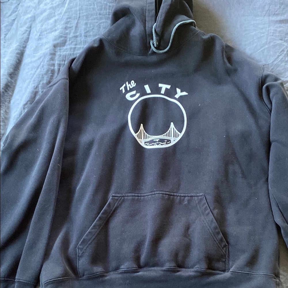 Black Cotton Blend Hoodie with Graphic Design